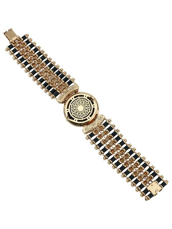 Браслет из золота c эмаль , ониксом и рубином