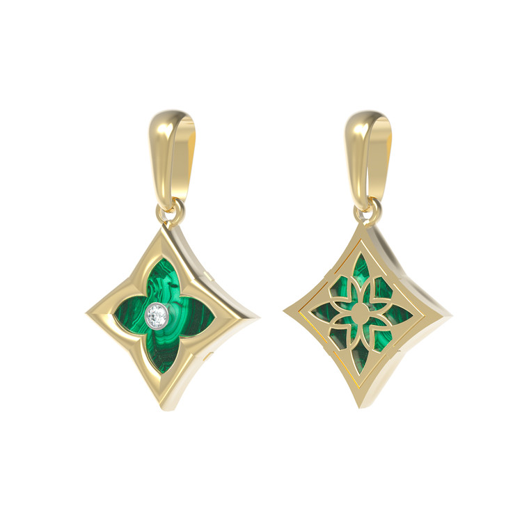 Подвеска из лимонного золота c бриллиантами и малахитом