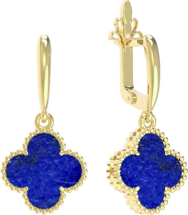 Серьги из лимонного золота c лазуритом