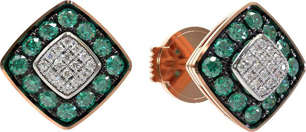 Серьги из золота c бриллиантами и изумрудом