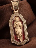 Образок из золота 585 пробы c эмалью