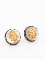Серьги из золота 585 пробы c эмалью и перламутром