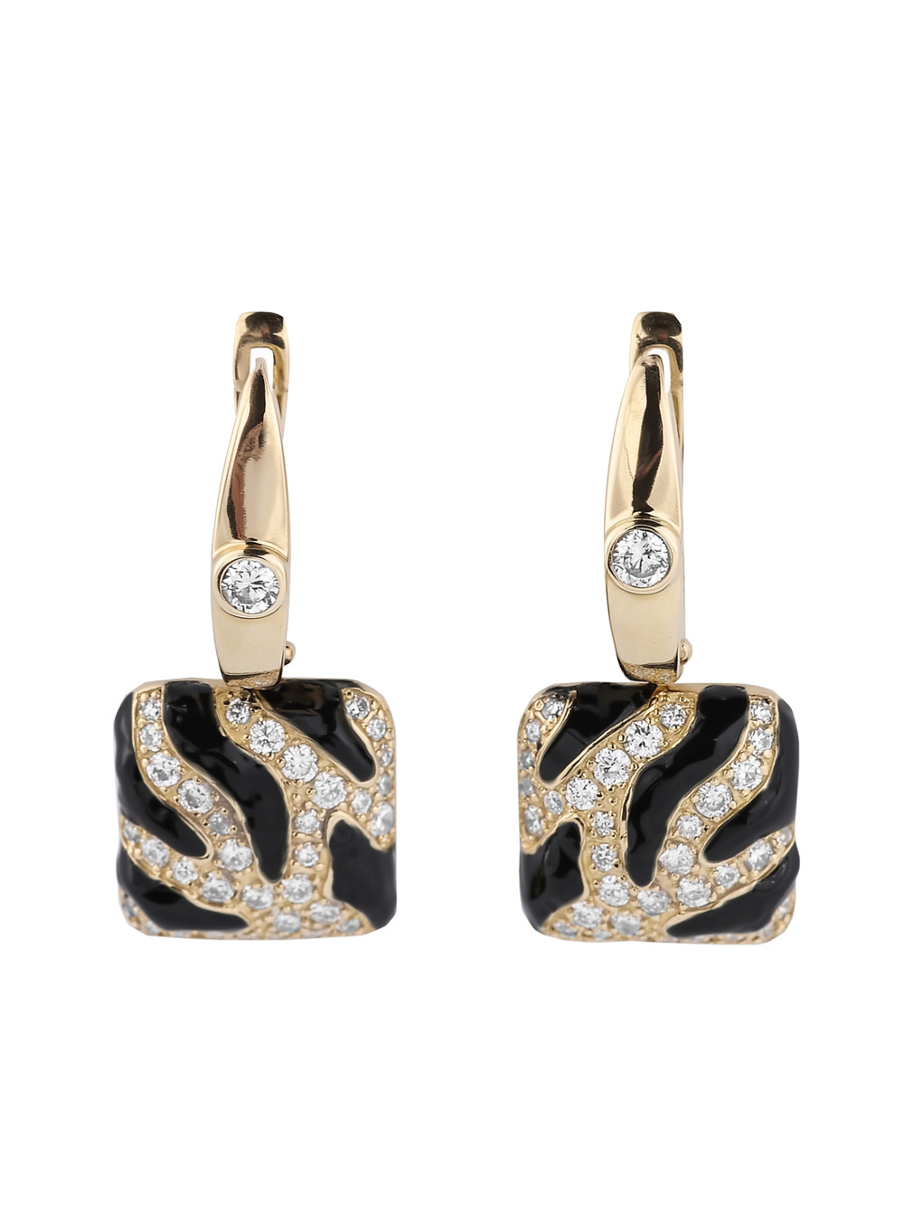 Серьги из лимонного золота c эмаль и бриллиантами