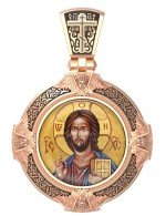 Образок из золота 585 пробы c эмалью и иконописью