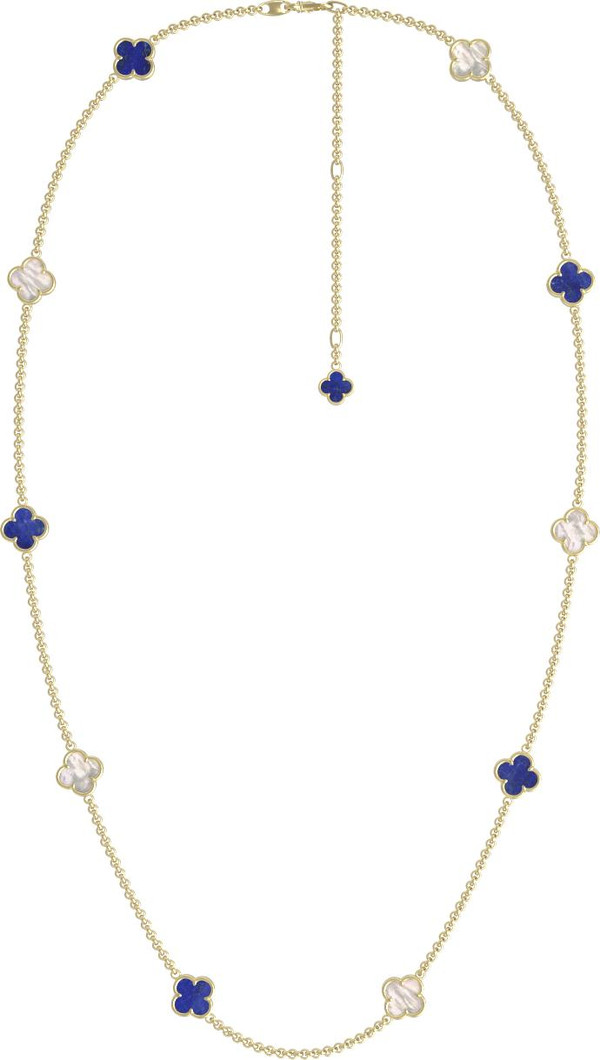 Колье из лимонного золота c лазуритом и перламутром