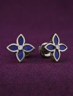 Серьги из белого золота 585 пробы c бриллиантами и лазуритом
