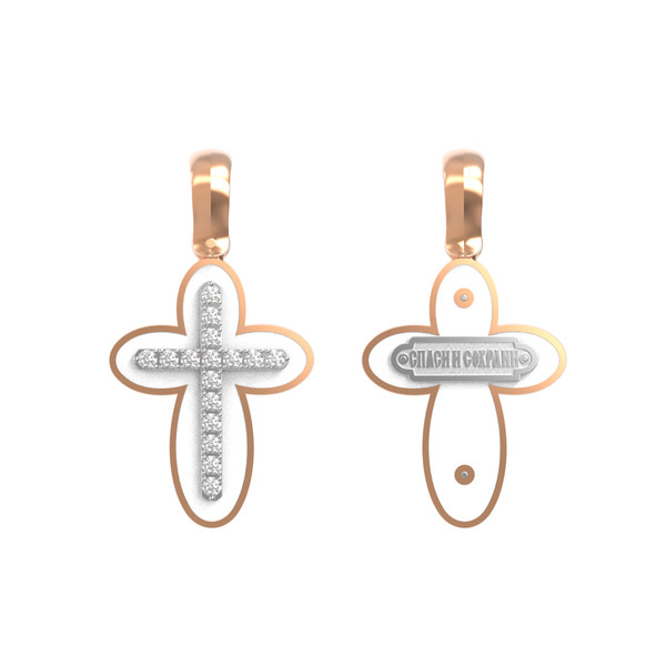 Крест из золота c эмаль и бриллиантами