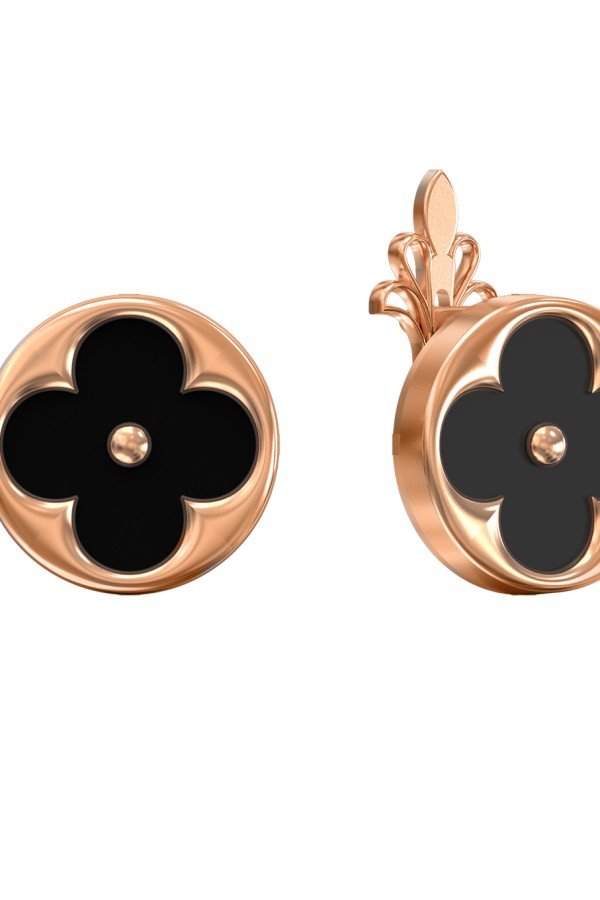 Серьги из золота 585 пробы c ониксом