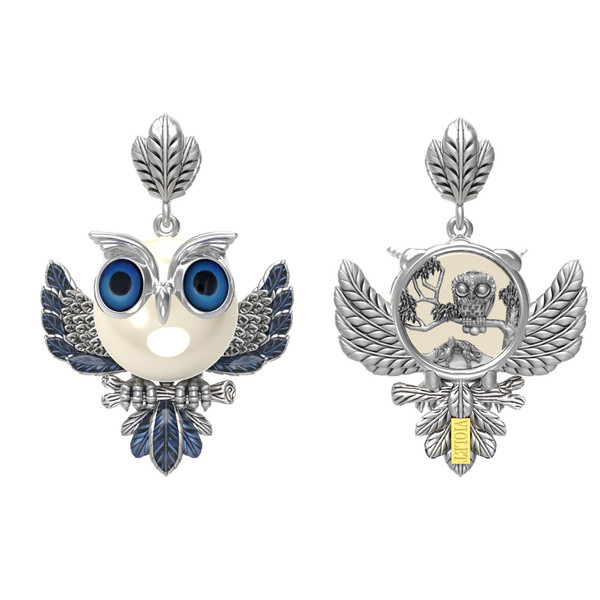 Подвеска из белого золота c эмаль и жемчугом