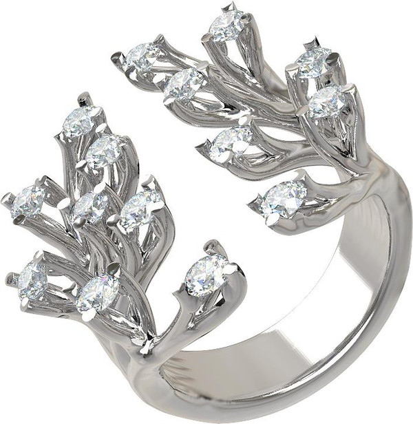 Кольцо из белого золота c бриллиантами