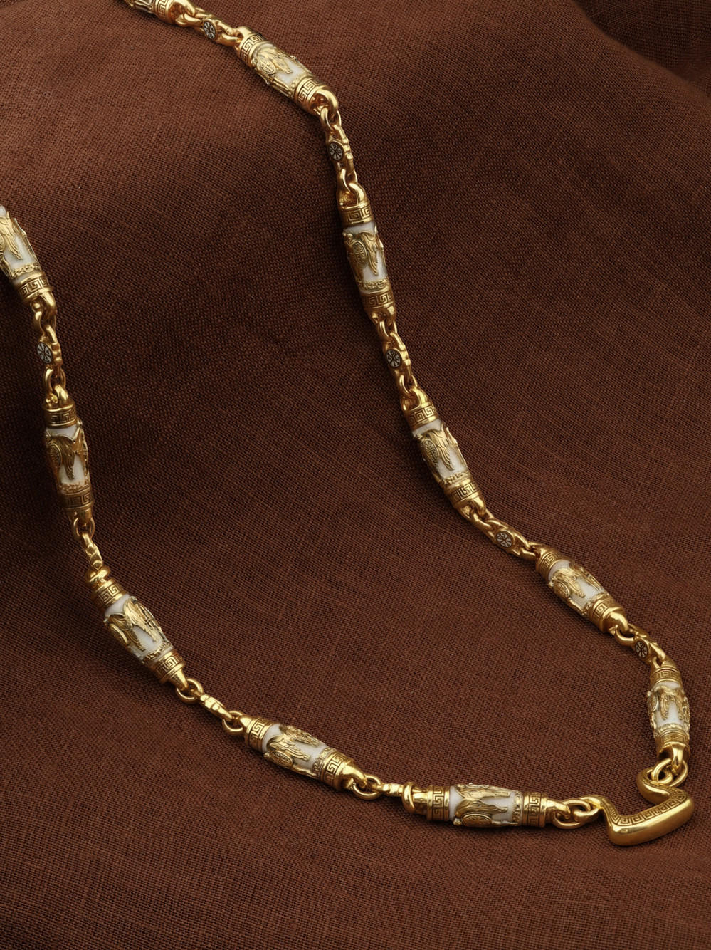 Цепь из лимонного золота c эмаль и бивнем мамонта