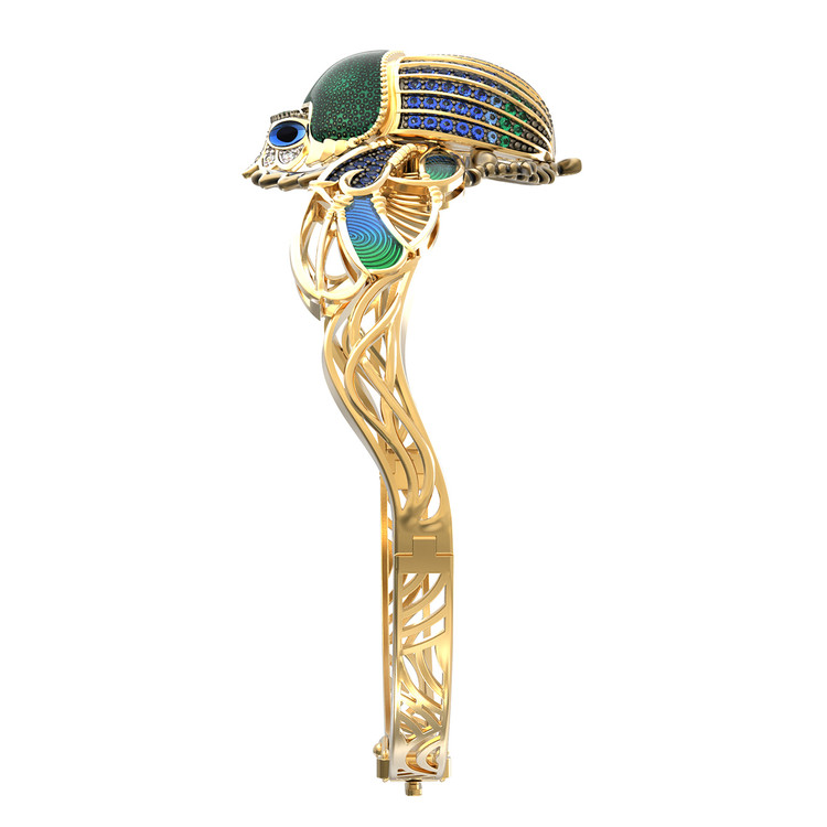 Браслет из лимонного золота c эмаль , фианитом, турмалином и эмалью