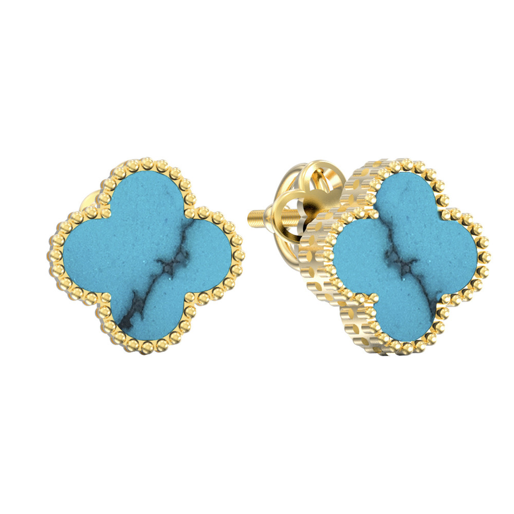 Серьги из лимонного золота c бирюзой