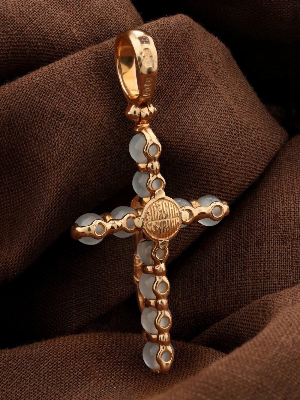 Крест из золота c агатом