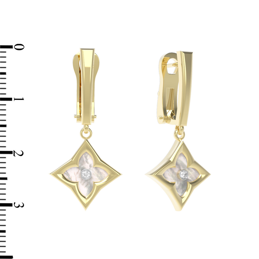 Серьги из лимонного золота c бриллиантами и перламутром