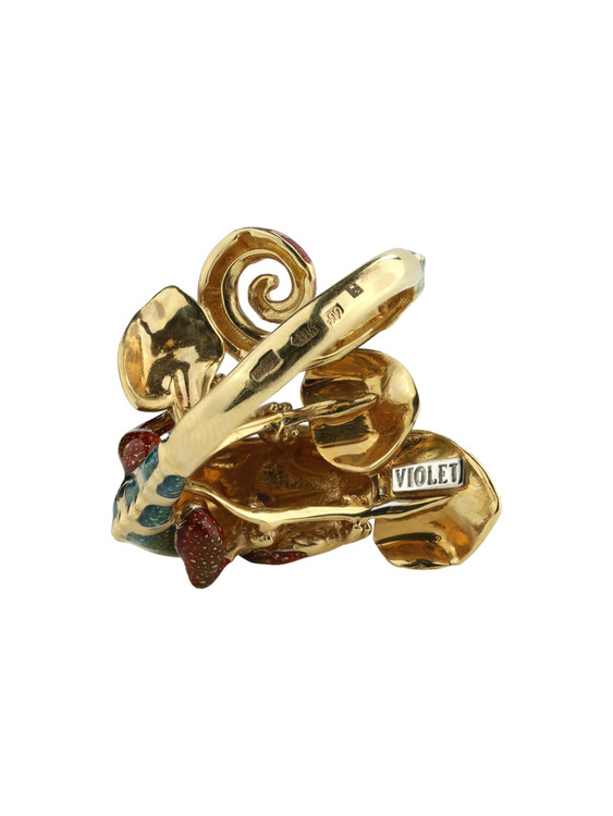 Кольцо из лимонного золота c эмаль