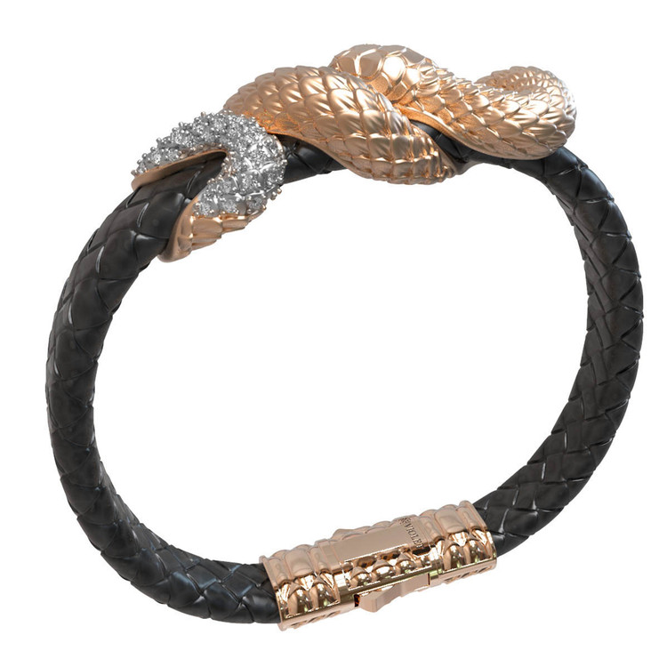 Браслет из золота c бриллиантами, изумрудом и шнурком