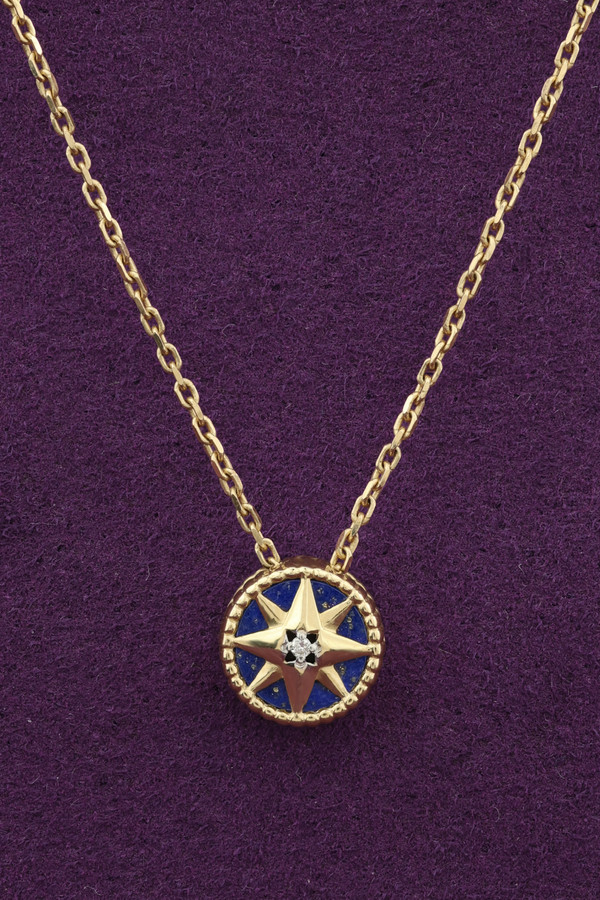 Колье из лимонного золота c бриллиантами и лазуритом