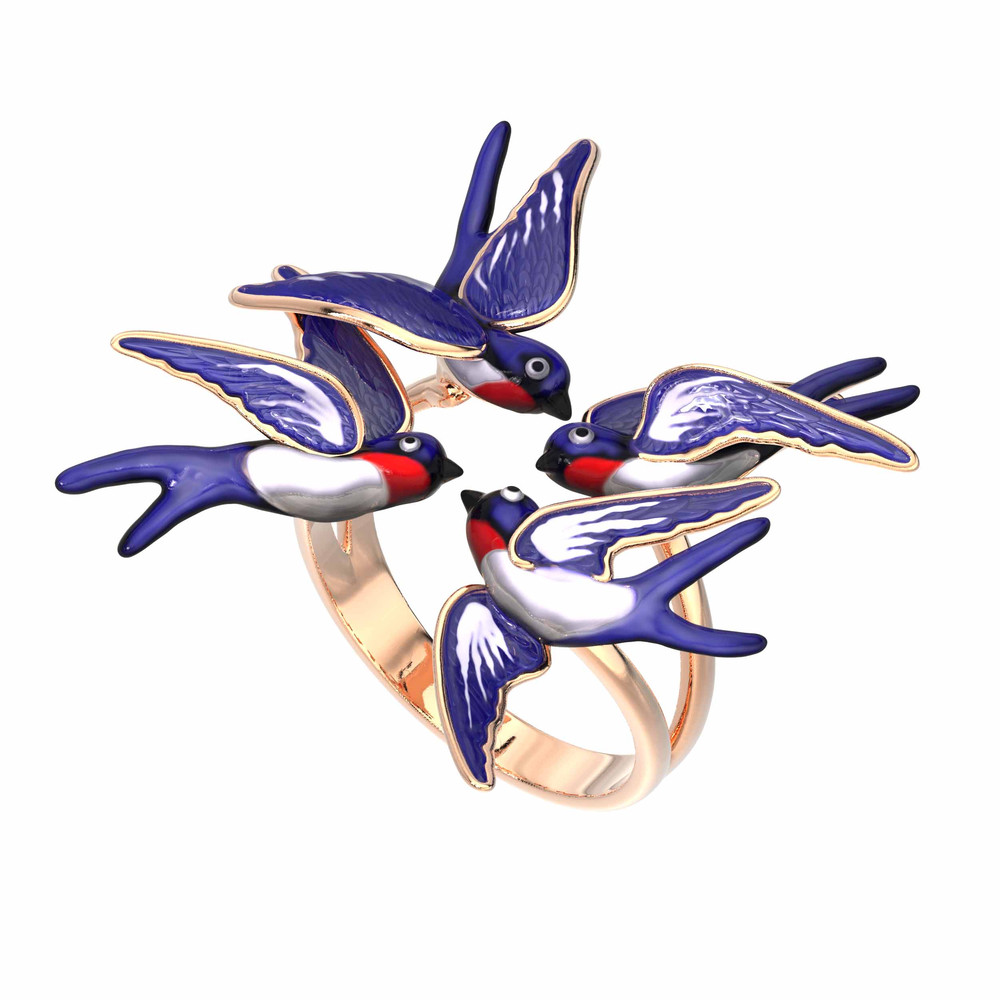 Кольцо из золота c эмалью