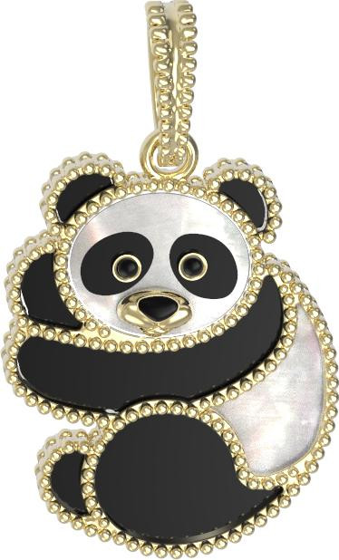 Подвеска из лимонного золота c эмаль , ониксом и перламутром