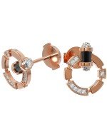 Серьги из золота 585 пробы c бриллиантами и ониксом