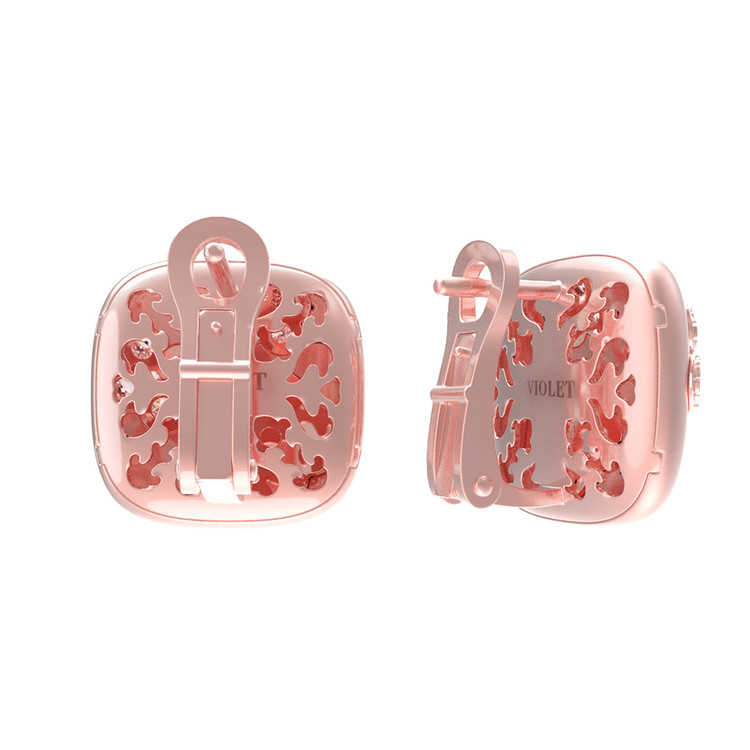 Серьги из розового золота c бриллиантами и перламутром