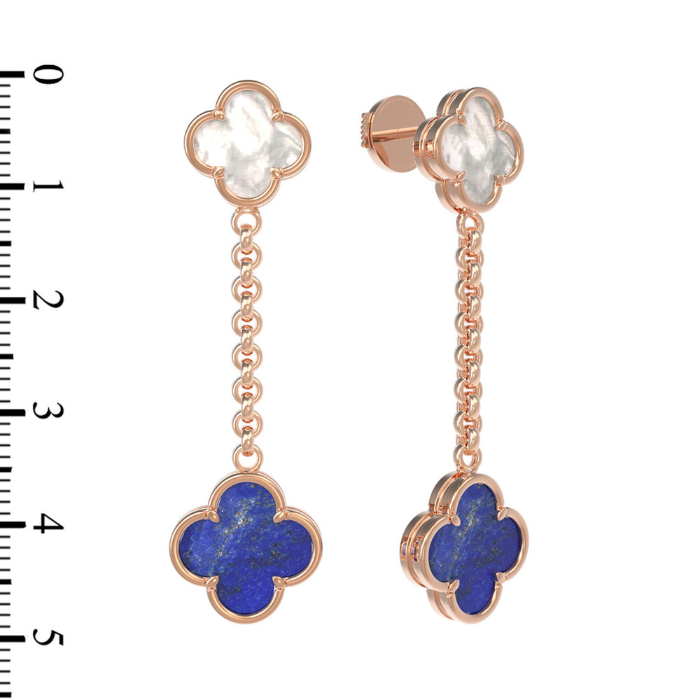 Серьги из золота c лазуритом и перламутром