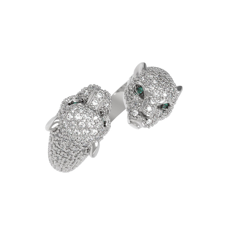 Кольцо из белого золота c бриллиантами и изумрудом