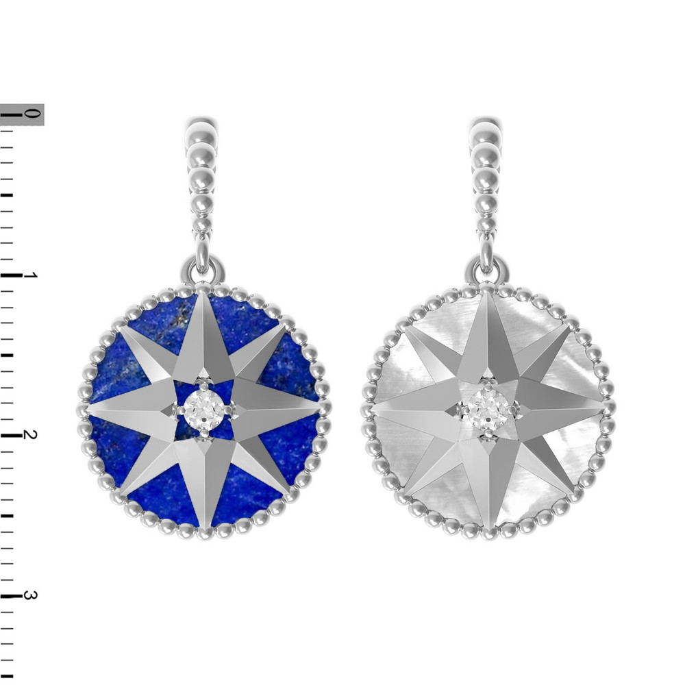 Подвеска из белого золота c фианитом, лазуритом и перламутром