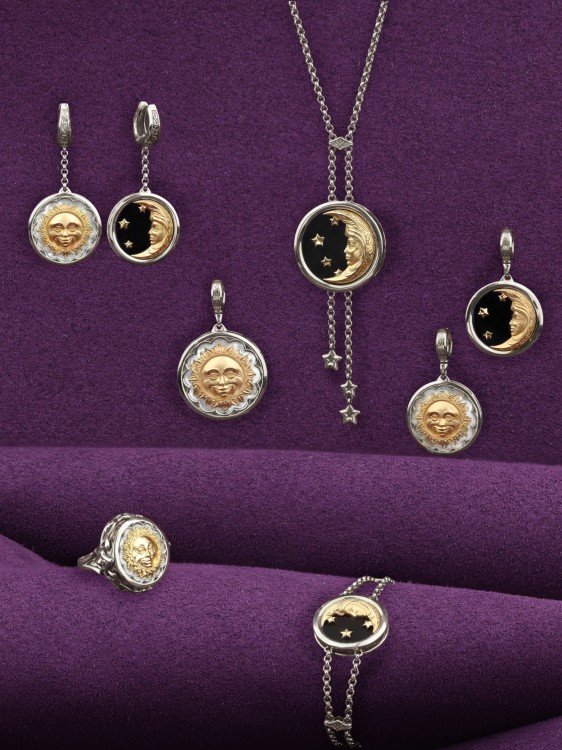 Серьги из белого золота c ониксом и перламутром