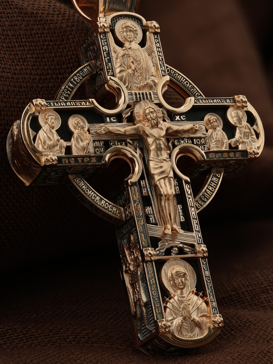 Крест из золота c эбеновым деревом