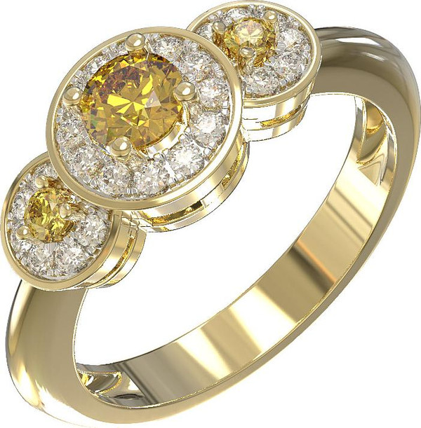 Кольцо из лимонного золота c бриллиантами