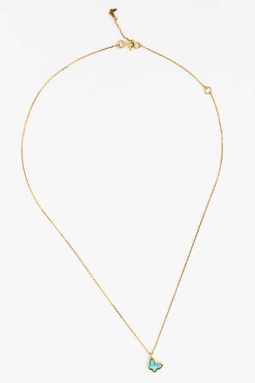 Колье из лимонного золота c бирюзой