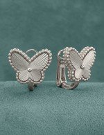 Серьги из белого золота 585 пробы c рубином