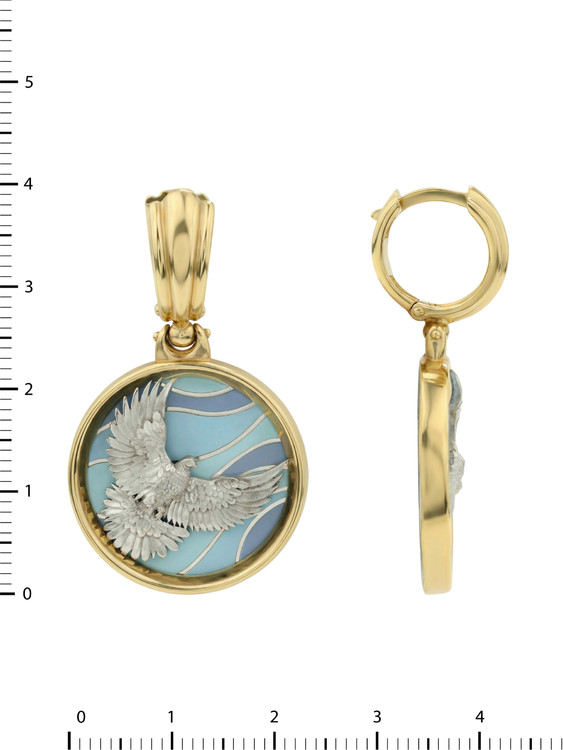 Серьги из лимонного золота c эмаль