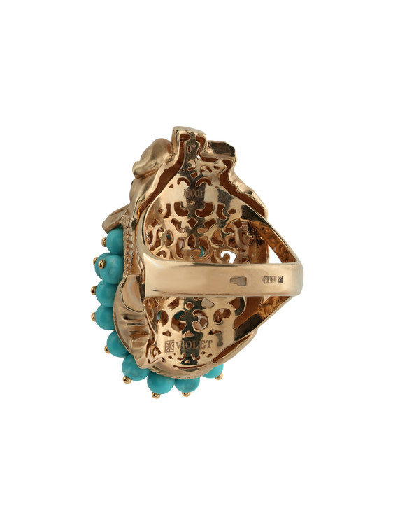 Кольцо из золота c эмаль и бирюзой