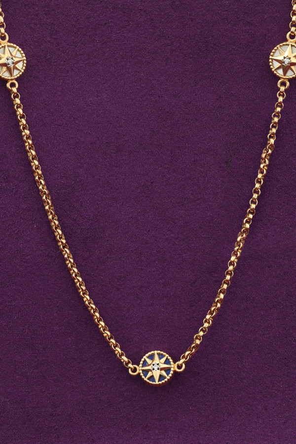 Колье из золота c бриллиантами, лазуритом и перламутром