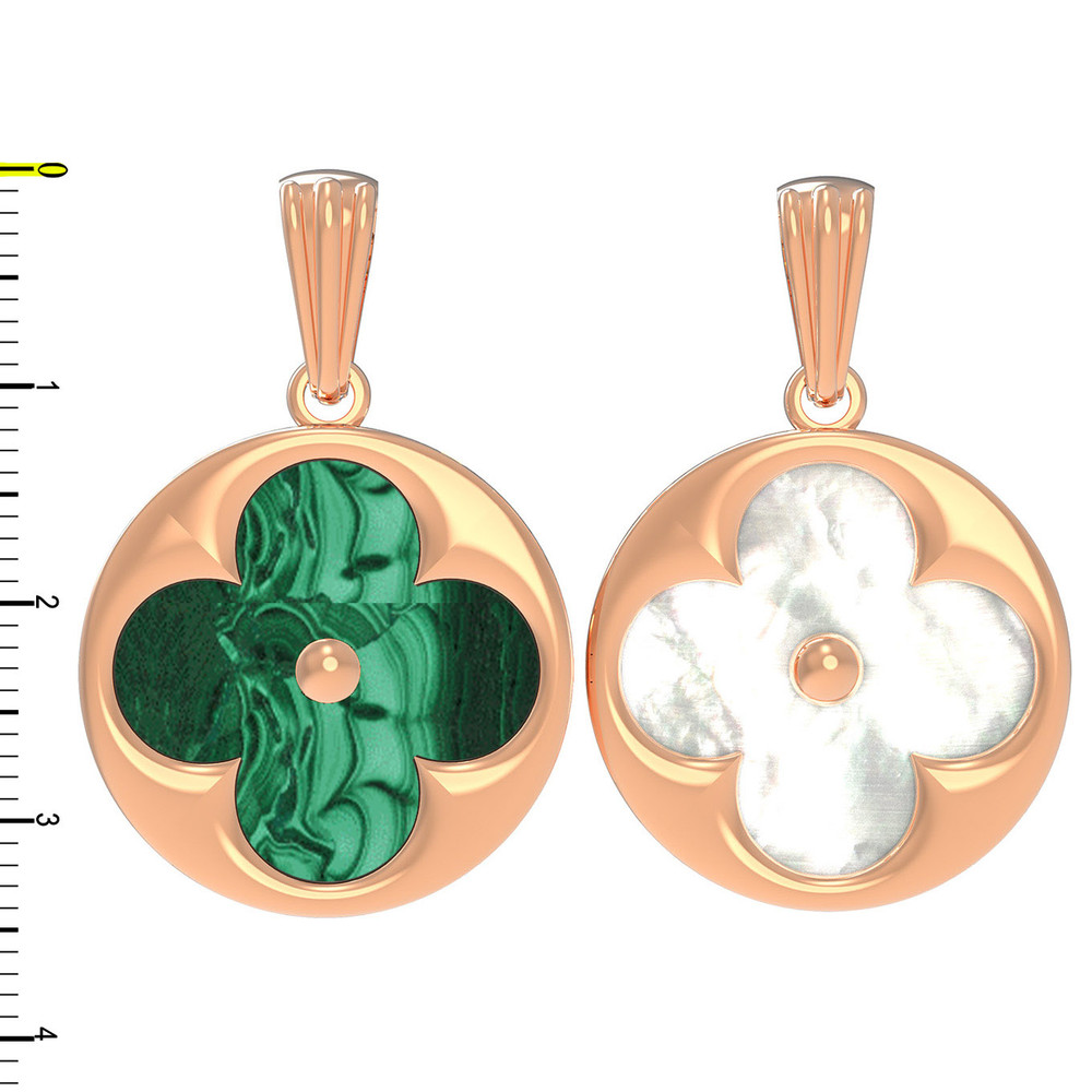 Подвеска из золота c малахитом и перламутром
