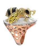 Кольцо из золота 585 пробы c эмалью, ониксом и эмалью