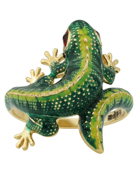 Кольцо из лимонного золота c эмаль