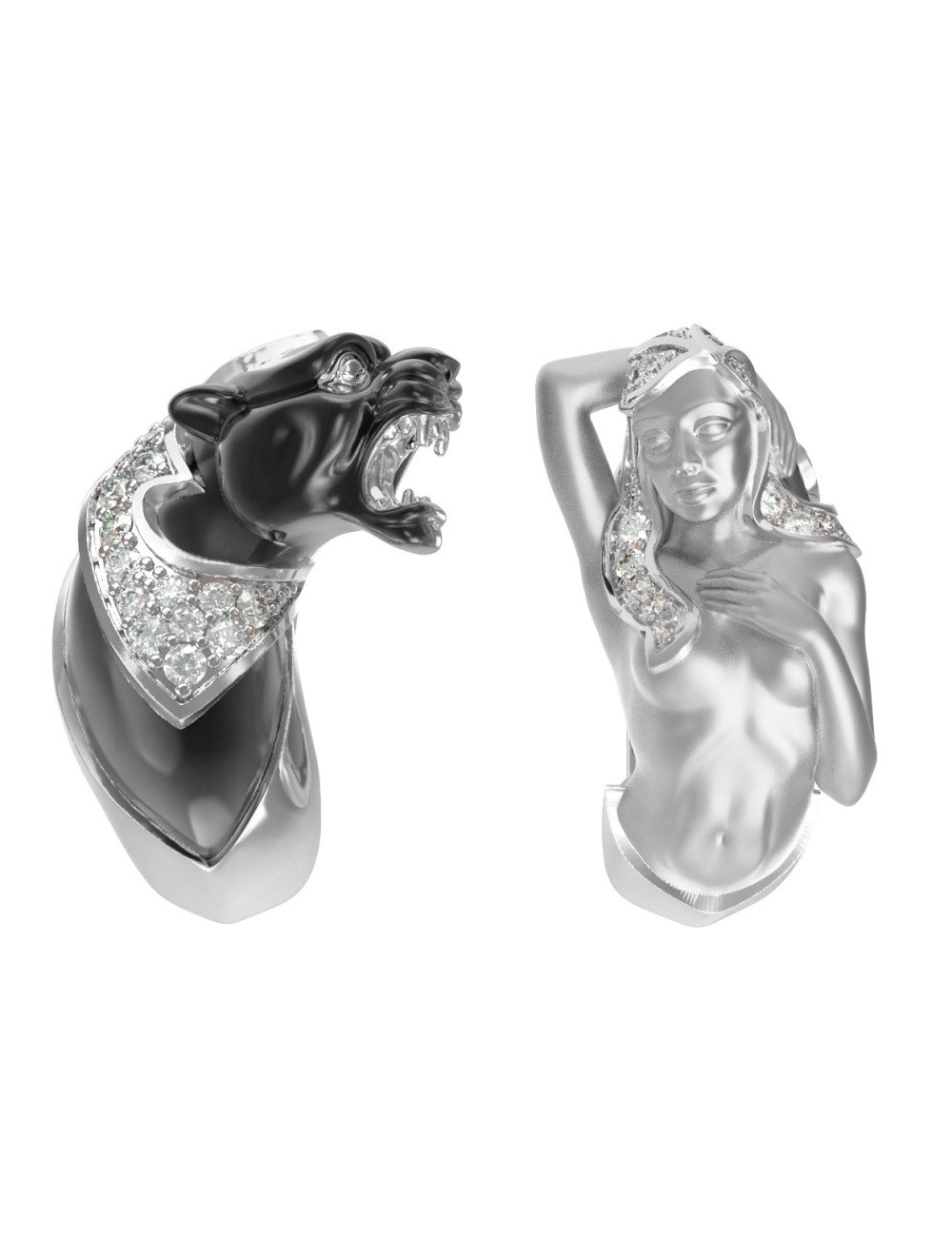 Серьги из белого золота 585 пробы c фианитом