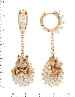 Серьги из золота 585 пробы c эмалью и жемчугом