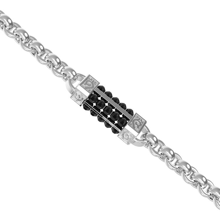 Цепь из белого золота c ониксом