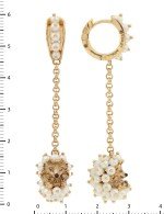 Серьги из золота 585 пробы c эмалью и жемчугом
