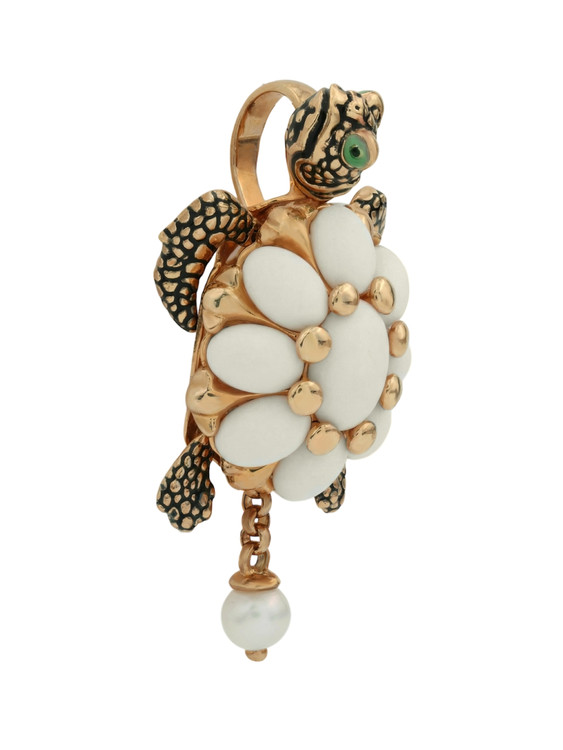 Подвеска из золота c эмаль , жемчугом и бивнем мамонта