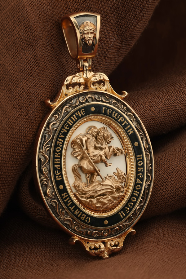 Образок из золота c эмаль