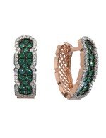 Серьги из золота 585 пробы c бриллиантами и изумрудом