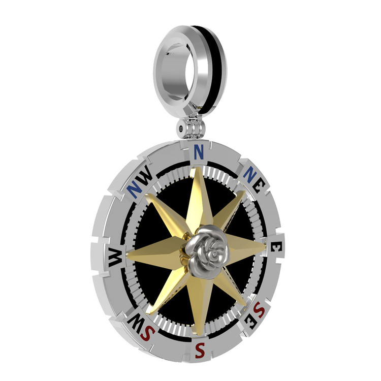 Подвеска из белого золота c эмаль и ониксом