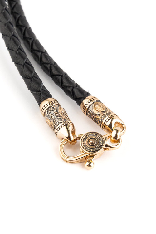 Шнурок кожаный из золота c кожаным шнурком