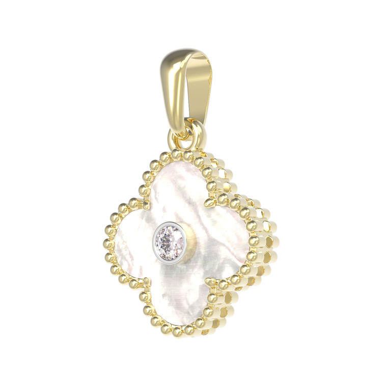 Подвеска из лимонного золота c бриллиантами и перламутром